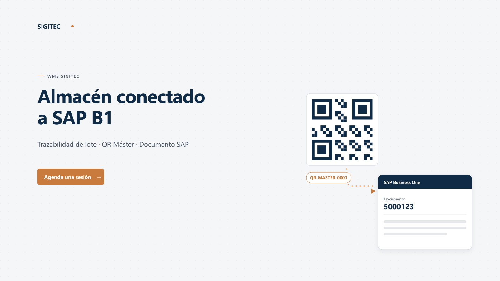 Poster explainer de WMS SIGITEC: almacén conectado a SAP B1